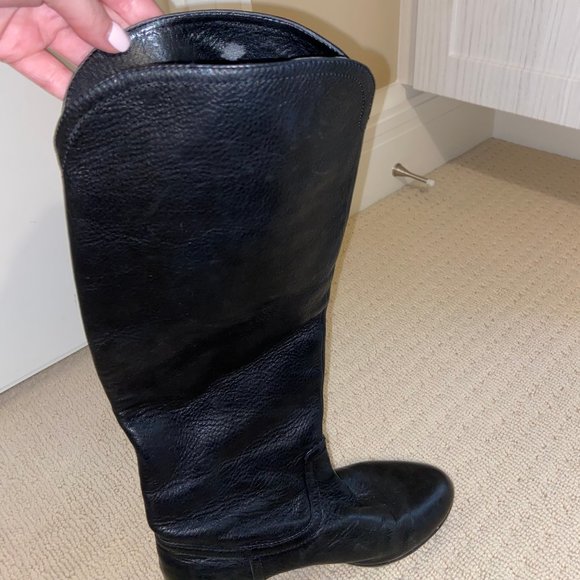 Black Leather Dolce Vita Knee High Flat Boot - Picture 4 of 4